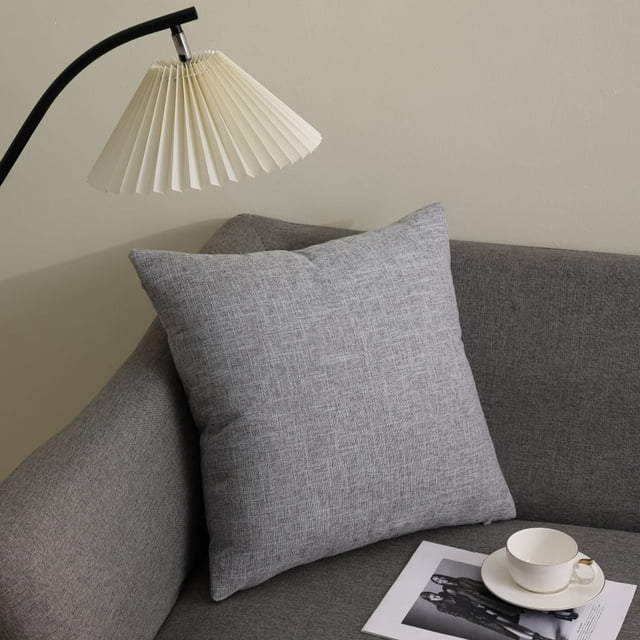 Hongan Funda de Almohada Funda de Almohada Decorativa Amarilla para Sofá Fundas de Almohada Cuadradas de Lino Rústico para el Hogar para Decoración Del Sofá Del Hogar 18 " 18" Paquete de 2 Gris Claro