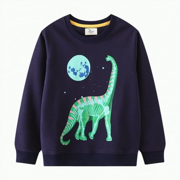 KPOPLK Toddler Boys Sweatshirts Print Patterned Long Sleeve Pullover Crewneck Tops Shirts(4-5 Years,G24-Green)