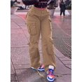 thumbnail image 2 of Women Boyfriend‑Style Y2K Denim Jeans, Multi‑Pocket Button‑Front Solid‑Color Long Casual Work Trousers, Simple Commuter Daily Pants, 2 of 10