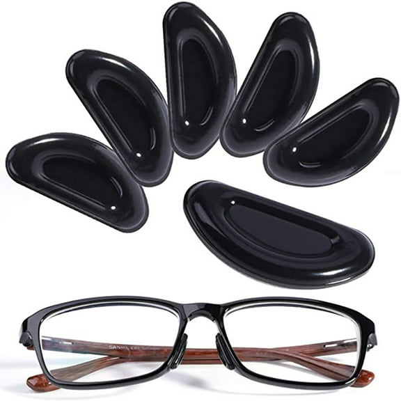 20 Pairs Adhesive Eye Glasses Nose Pads, Shape Stick on Anti-Slip Soft Silicone, Adhesive Nose Pads Glasses Nose Pad for Glasses, Eyeglasses and Sunglasses(Black)