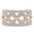 thumbnail image 2 of 3/4 ct. t.w Round Cut Lab Created Moissanite Diamond Double Row Floral Wedding Band Ring For Women In 14K Solid Rose Gold (G-H Color, VVS1 Clarity, 0.75 Cttw)-5, 2 of 7