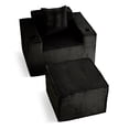 thumbnail image 5 of 41.3" Cloud Single Sofa, Boneless Chaise Lounge Chair with Ottoman, Corduroy Fabric, 2 Cup Holders, Side Storage Pockets, No Assembly, Black, 5 of 14