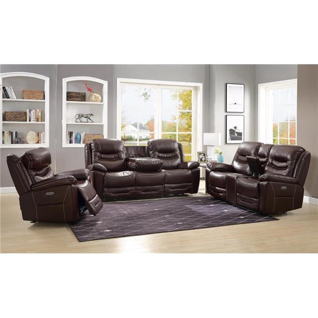 Kwality Imports Jenma Leathaire Recliner Complete Set in Black 3 pcs Set with Sofa, Love Seat and Chair