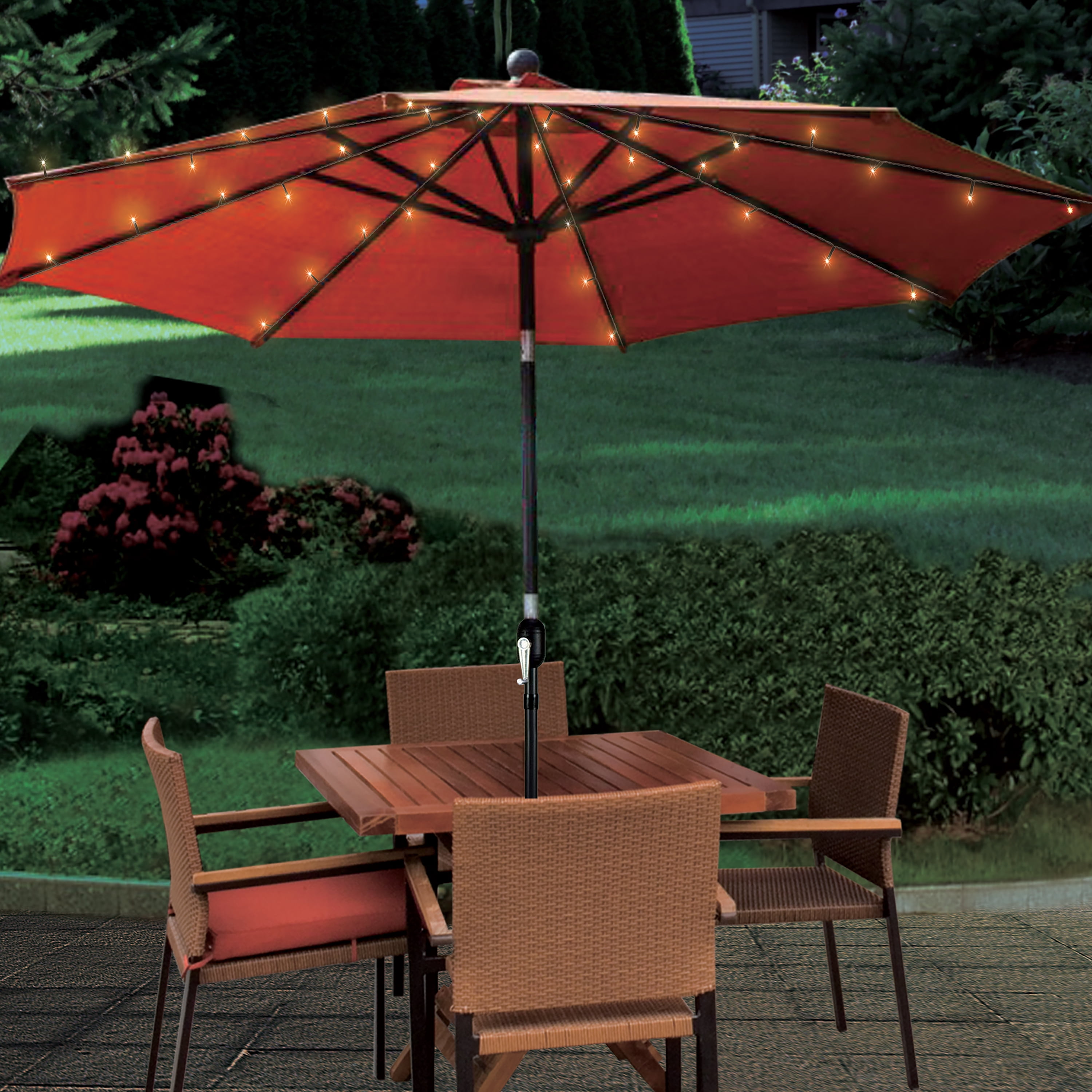 Mainstays 72-Count Solar Powered Warm White LED Patio Umbrella Lights, 9'