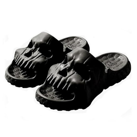 Men's EVA Open Toe Skull Design Slippers – Lightweight & Comfortable Summer Slippers for Casual Wear