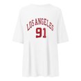 thumbnail image 3 of Womens Fashion Round Neck Short Sleeved Letter Printed T Shirt Top Long T Shirts for Leggings for Women Long Sleeved Tops Womens Swim Tee Plain Tees for Women Long Sleeve Heat Womens Swim Workout Tees, 3 of 3