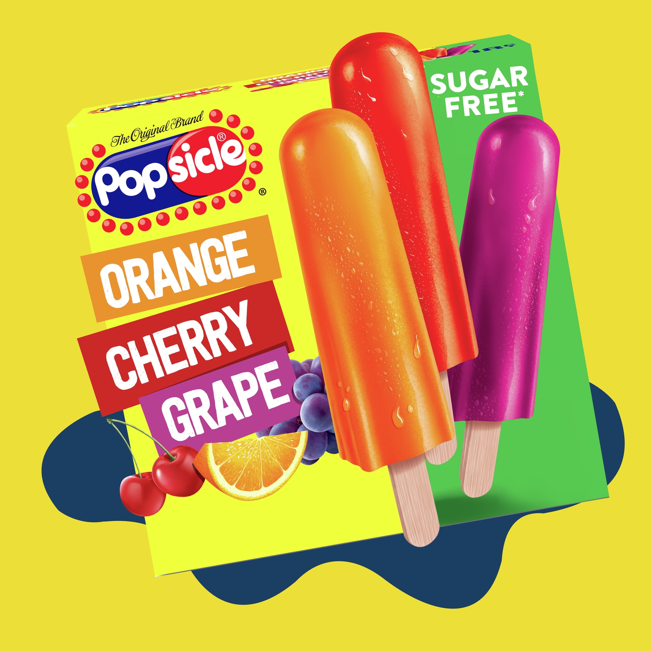 Popsicle Orange Cherry Grape Sugar Free Ice Pops, 18 Count