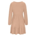 thumbnail image 5 of Mceream Spring Dresses for Women Knee Length 2026 Long Sleeve V Neck Dresses Summer Soft Ruffled Hem House Midi Dress Casual A Line Sweater Dresses Khaki XL, 5 of 7