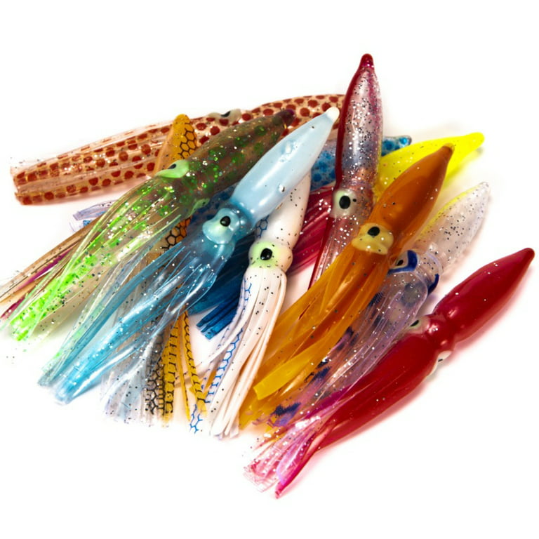 Cheers.US 10 Pcs Multicolor 8cm Squid-Shaped Fake Lure Saltwater