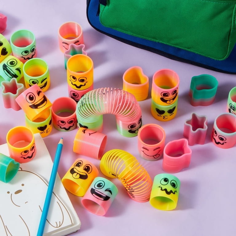 4 Mini Slinky Neón - Juguetes Para Fiestas, Relleno De Medias O Anti-Estrés - Para Niños Y Niñas