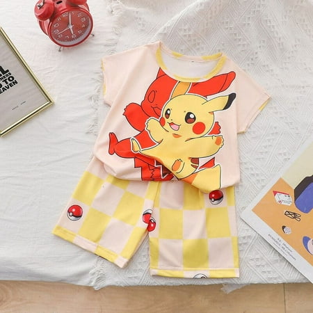 

Kawaii Sanrios Hello kittys Kuromi Cinnamoroll Children s Summer Thin Pajama Two-piece Set Cute Short Sleeved Shorts Home Clothe