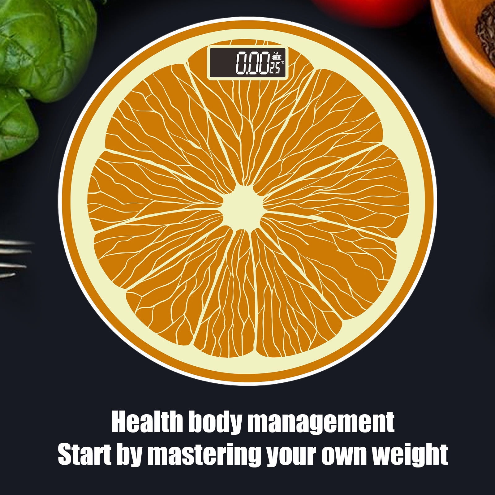 Fruit Design Smart Bathroom Scale with USB Charging - Large Display Glass Body Weight Scale - Temperature Measurement Function for Home Fitness Tracking