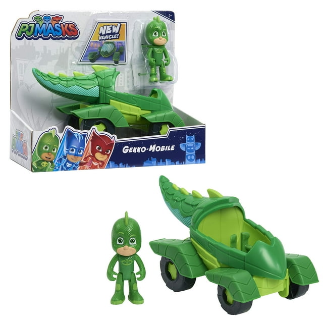 PJ Masks Gekko & Gekko Mobile, Juego de Vehículo y Figura de Acción Articulada de 2 Piezas, Verde, Juguetes para Niños a Partir de 3 Años, Regalos y Obsequios