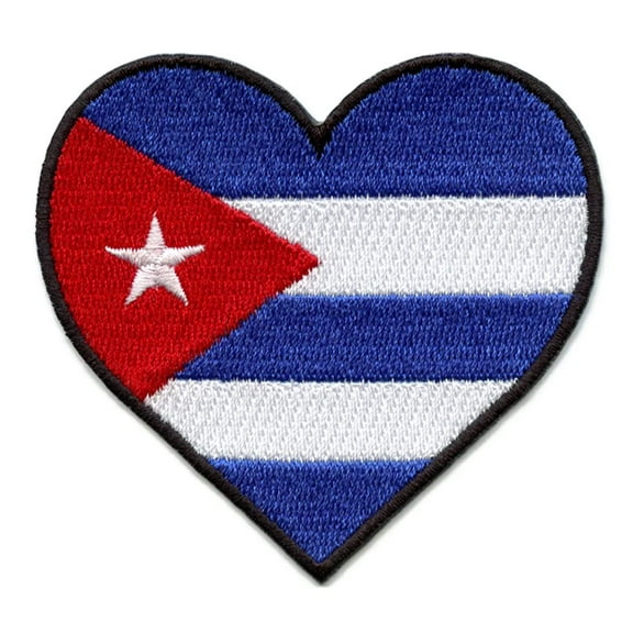 Cuba Country Flag Patch Heart Hispanic Culture Embroidered Iron On