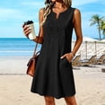 thumbnail image 2 of Pumxq Boho Dresses for Women Casual Sleeveless Cotton Midi Linen Dress Summer Flowy Beach Vacation Sundresses Black L, 2 of 8
