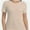 Khaki, variant on Women's Crew Neck Ribbed Fitted Shirt Basic Short Sleeves Summer T Shirt Tops