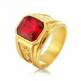 thumbnail image 3 of QQTDFG Men Women Gold Plated Stainless Steel Red Stone Ring Band Wedding Gift Size 7-12-Black-9, 3 of 8