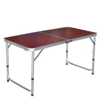 Cheap Durable Wood Laminated Compact Cherry Wood Picnic Camping Outdoor Activity Folding Table| Durable Aluminium Borders Legs |Easily Open Close|Handle to Carry Adjustable | Useful for Camp Beach Boat Dining & Cooking ()