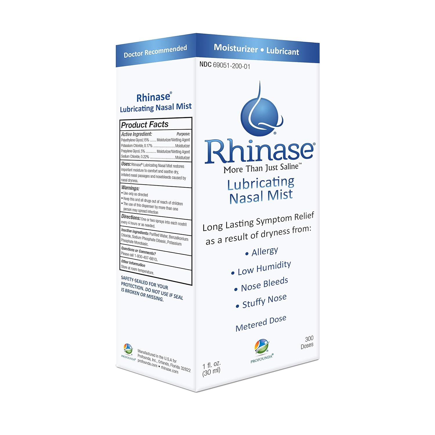 Rhinase Nasal Mist Duo with Moisturizing Saline Spray for Allergy Relief & Dry Nose 2-Pack 1 fl oz/30 mL
