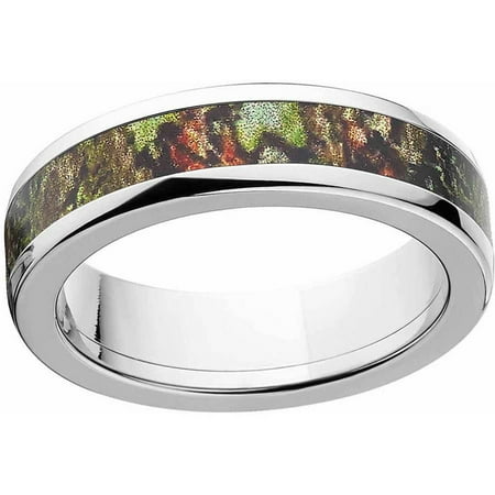 Mossy Oak Obsession Camo Stainless Steel Ring with Polished Edges and Deluxe Comfort Fit