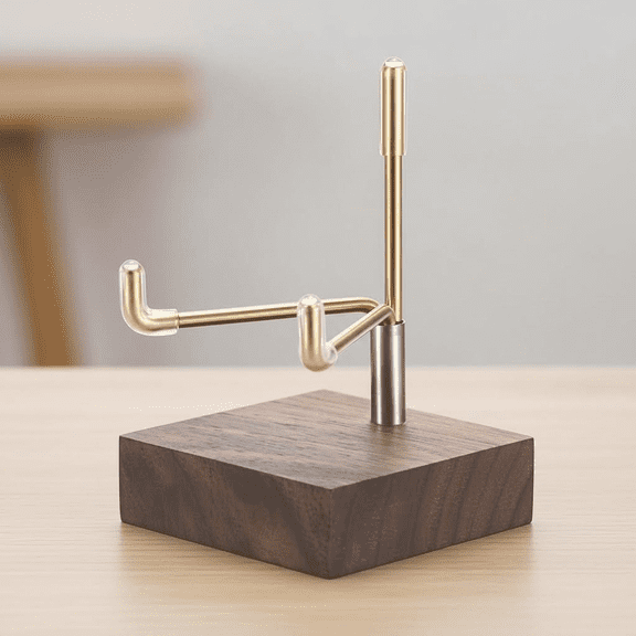 Adjustable Metal Display Easel Stand with Wooden Base, Small Holder for Showcasing Fossils, Minerals, Geodes, Agate Plates, Seashells, Photos, and Collectibles (2"x2"x3.2")