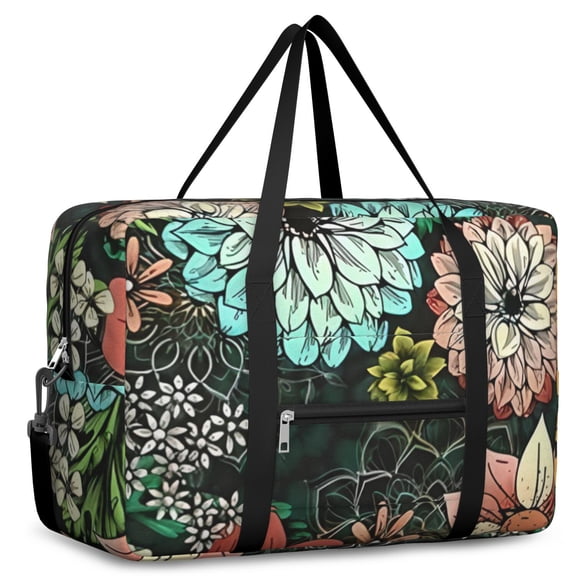 For Spirit Airlines Personal Item Bag 18x14x8 Inch, Floral Weekender Travel Bag, Foldable Travel Duffel Bag Underseat Carry on Bag with Luggage Sleeve for Women and Men 30L