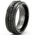 thumbnail image 2 of Metal Masters Mens Tungsten Carbide Black Hammered Wedding Band Eternity Engagement Ring Cubic Zirconia Comfort-Fit 8mm, 2 of 5