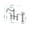 thumbnail image 3 of Cfowner Brass Bridge Kitchen Faucet, Kitchen Sink Faucet with Pull-Out Side Spray, Brushed Nickel, 3 of 6