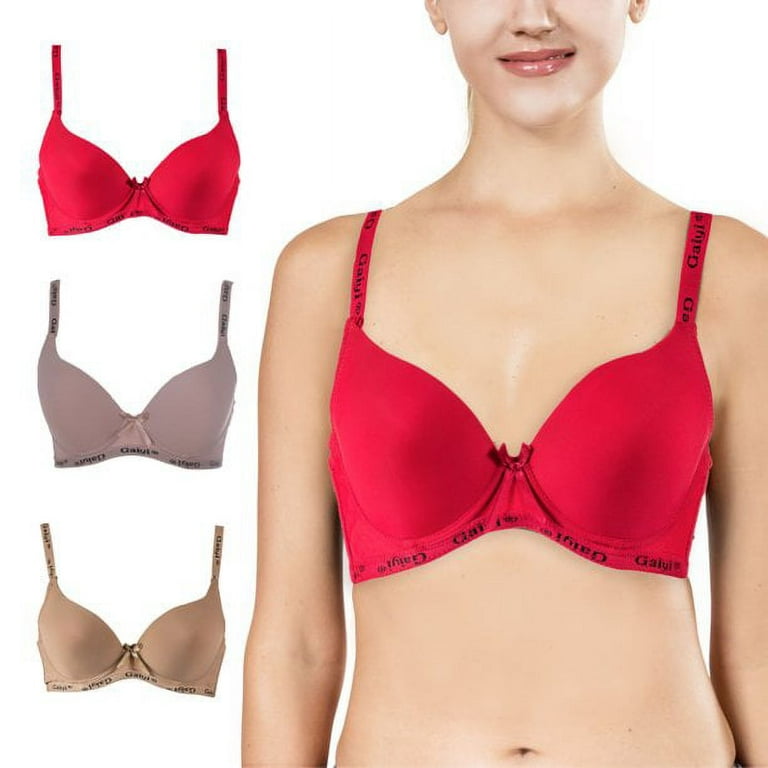 40C Bras for Women 3 Pack Underwire Full Coverage Bra, Convertible Plunge  Brassiere, Solid Color Ribbed Knot Bra B 40C