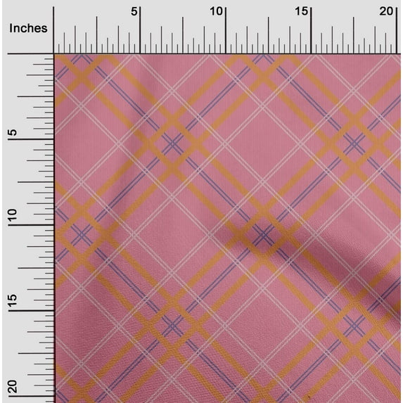 oneOone Georgette Viscose Fabric Tartan Check Print Fabric BTY 42 Inch Wide