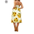 thumbnail image 3 of Luxtrada Women's Dresses-Summer Floral Bohemian Spaghetti Strap Button Down Swing Midi Dress with Pockets (Yellow,XL), 3 of 6