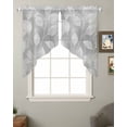 thumbnail image 2 of Silver Gray Leaves Swag Valances for Windows, Vintage Abstract Branch Botanical Rod Pocket Sheer Valances for Large Windows, Swag Toppers Light Filtering for Kitchen Living Room 2 Panels 36''x45'', 2 of 6