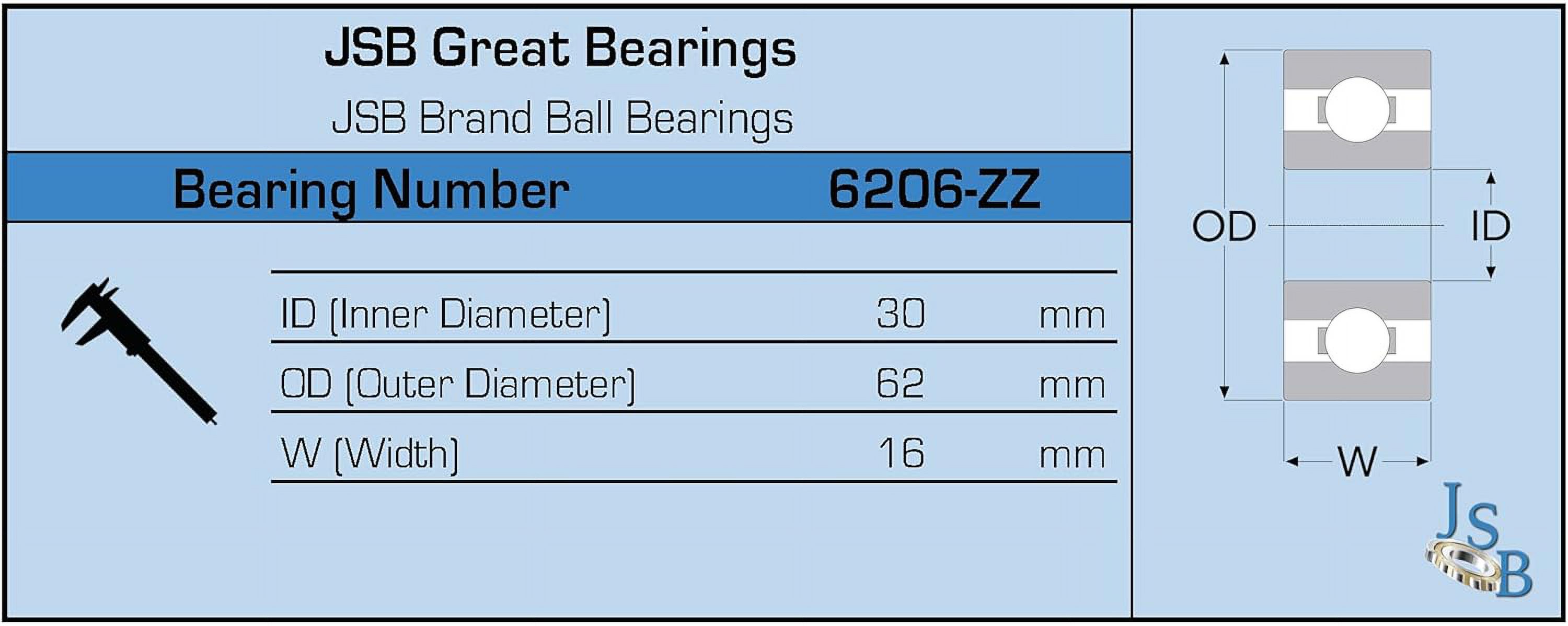 10) 6206-ZZ Two Side Shielded Bearings 30x62x16 6206Z