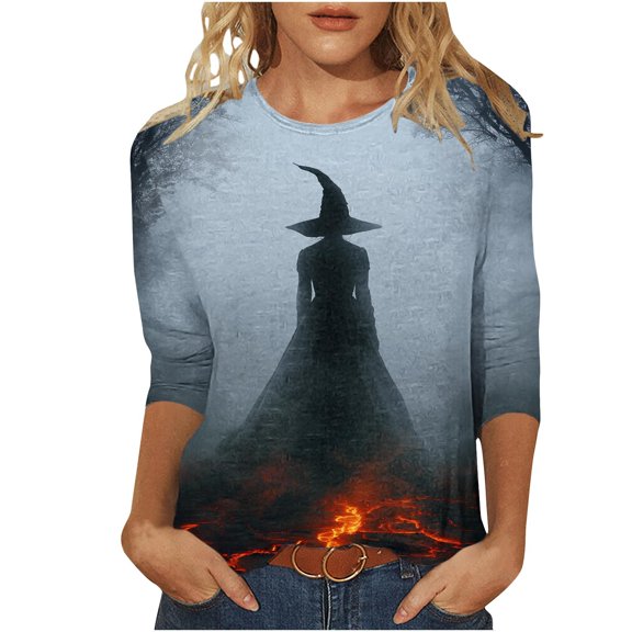 Fewfanhot Womens Blouses Casual 3/4 Sleeve T-Shirts Round Neck Tunic Tops Business Casual Outfits 2026 Fall Fashion Clothes