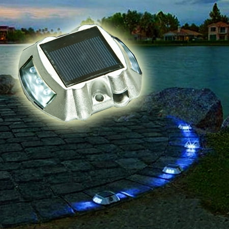 

Solar Deck Light with 6-LED Lamp Source IP68 Waterproof Wireless Road Driveway Viewing Distance >1000m Dock Path Step Solar Light for Outdoor Fence Patio Stud Yard Home Pathway Stairs Step Garden