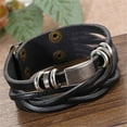 thumbnail image 5 of opvise Men Vintage Multilayer Braided Faux Leather Bangle Cuff Bracelet Wristband, 5 of 8