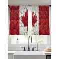 thumbnail image 2 of Floral Sheer Curtains 2 Panels Set Watercolor White Red Flowers Canada Flag Style Sheer Window Curtains Light Filtering Rod Pocket Voile Drapes for Bedroom Living Room 52"x54", 2 of 9