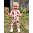 thumbnail image 5 of Cjfdfy Newborn Baby Girls Boy Western Cowgirl Outfit Cow Cactus Printed Long Sleeve Zip-up Romper Cute Farm Animal Outfit Infant Cute Coming Home Fall Winter Clothes 0-18M, 5 of 9