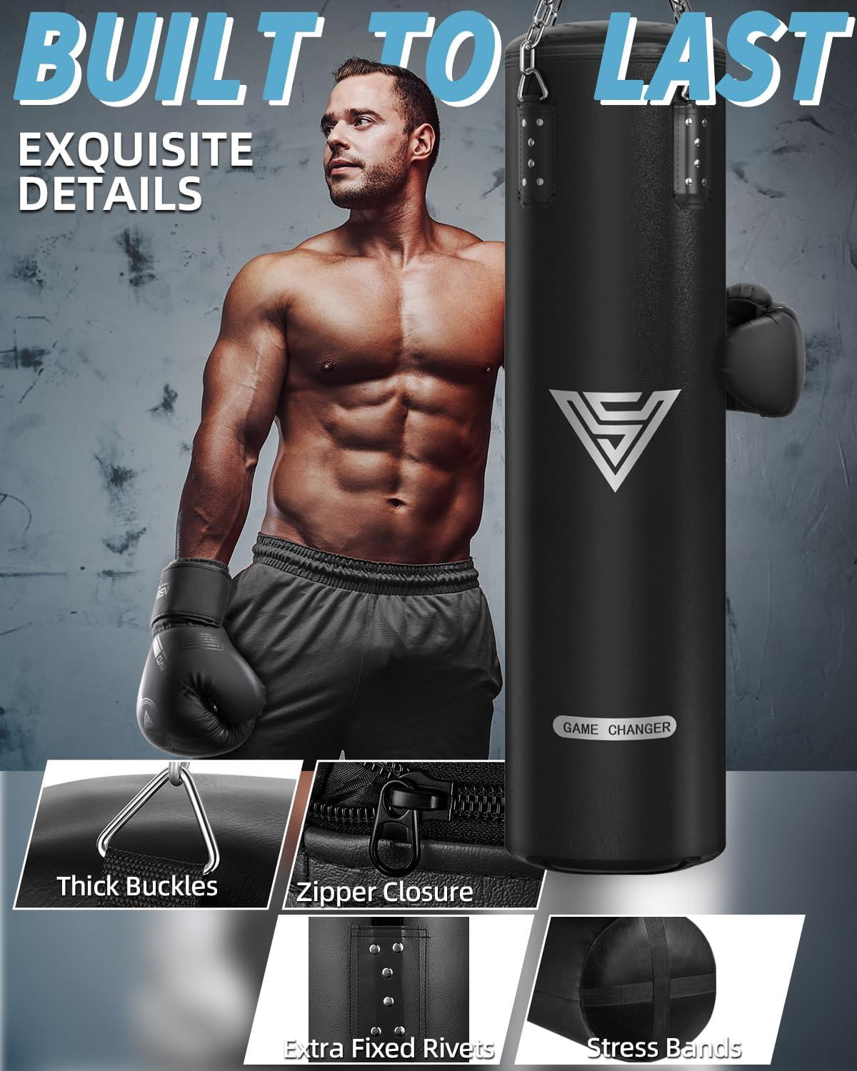 Punching Bag For Adults  4ft Pu Heavy Boxing Set 12oz Gloves Mma Muay Thai Kickboxing Home Gym Martial Art (unfilled)