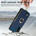 thumbnail image 2 of ELEHOLD for Samsung Galaxy A32 5G Zipper Wallet Case with Back Card Holders Metal Ring Holder Kickstand Function Leather Shockproof Card Wallet Case for Women Men,blue, 2 of 8