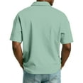 thumbnail image 5 of CIENVNSTG Summer Men's Clothing Light Luxury T Shirt Short Sleeve Collared Zipper Neck Solid Color Loose Basic Shirt Popular Top Light Green 2XL, 5 of 8