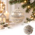 thumbnail image 2 of 3PC Christmas Hanging Ornaments Christmas Ball Ornaments Decorative Hanging Pendants, Champagne Glitter Shatterproof Baubles with Pearl Sequin Finishes for Xmas Tree 3.15Inch, 2 of 5