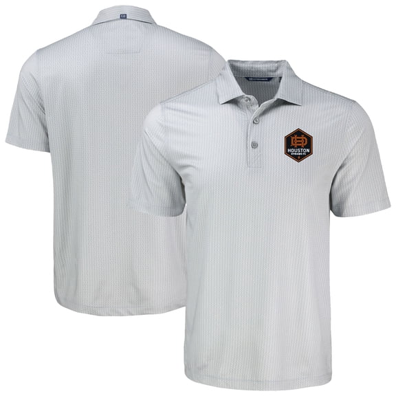 Men's Cutter & Buck Gray Houston Dynamo FC  Pike Eco Shadow Check Print Polo
