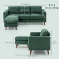 thumbnail image 3 of HOMCOM Canapé Sectionnel, Canapé en L avec Chaise Longue, Vert Foncé, 3 of 10