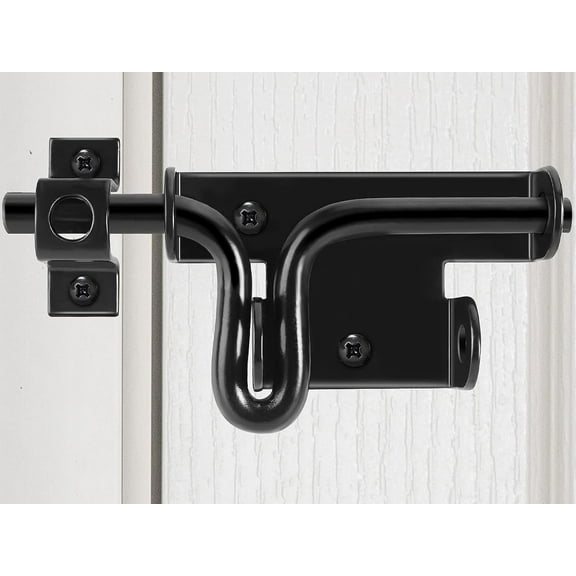 Door Lock Bolt Gate Latch - Heavy Duty Fence Slide Latches Outdoor Doors Latches Hardware Vinyl Gates Locks Black Barrel Bolt Locking Sliding Bolt Latch Padlock Hole for Wooden Fence Yard Shed Barn