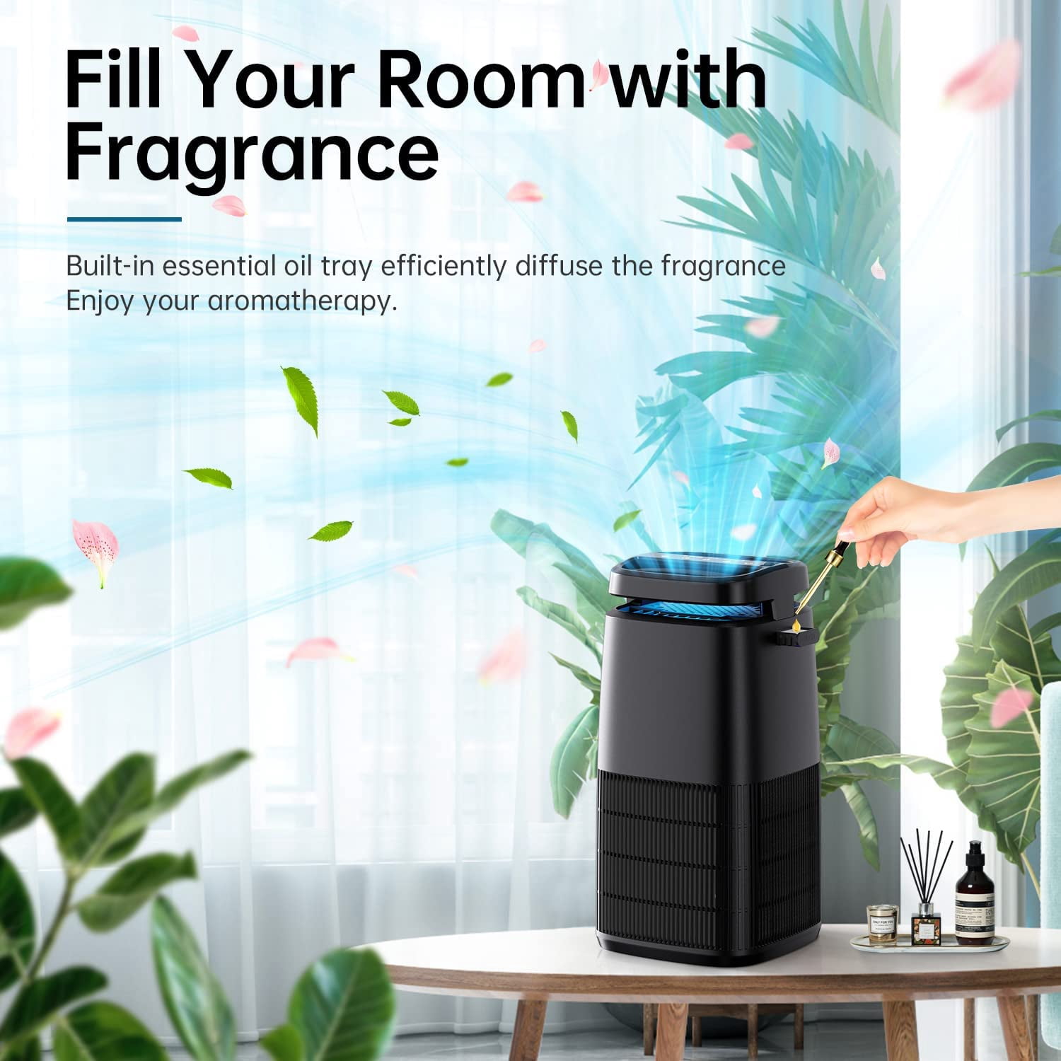 4-in-1 Purifier with H13 HEPA Filter, Light & Ionizer for Home Bedroom
