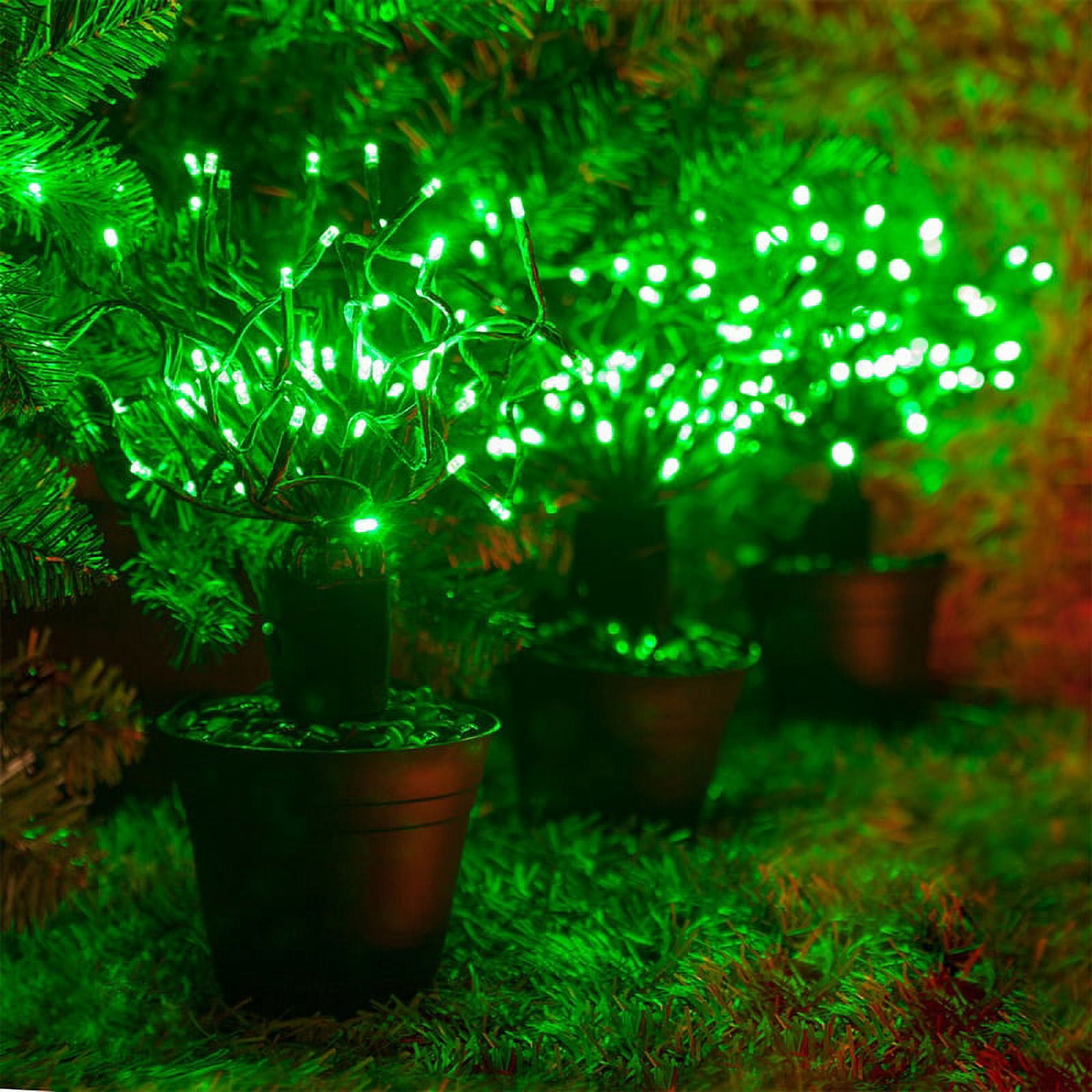 Wintergreen Lighting LED Starburst 5mm Light Balls, Lighted Branches, Halloween Decorations, 15in Green Branches/Green Twinkle Lights, Set of 3