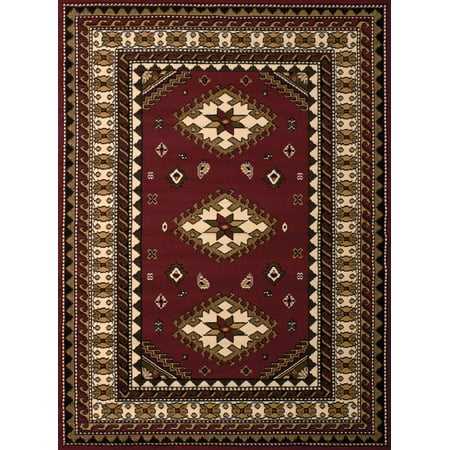 United Weavers Dallas Area Rugs 851 10235 Traditional Oriental Burgundy Triangles Diamonds Chevrons Crosses Rug