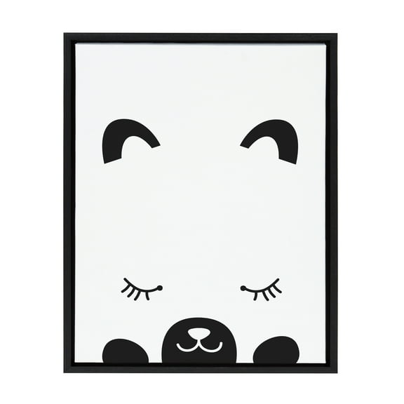 Kate and Laurel Sylvie Modern Baby Bear Framed Canvas Wall Art by Rachel Lee of My Dream Wall, 18x24 Black