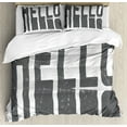 thumbnail image 1 of Glitch Duvet Cover Set King Size, Grunge Look Hello Typographic Creative Design Contemporary Art Illustration, Decorative 3 Piece Bedding Set with 2 Pillow Shams, Grey and White, by Ambesonne, 1 of 3